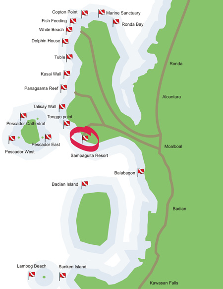 Puntos de buceo Moalboal